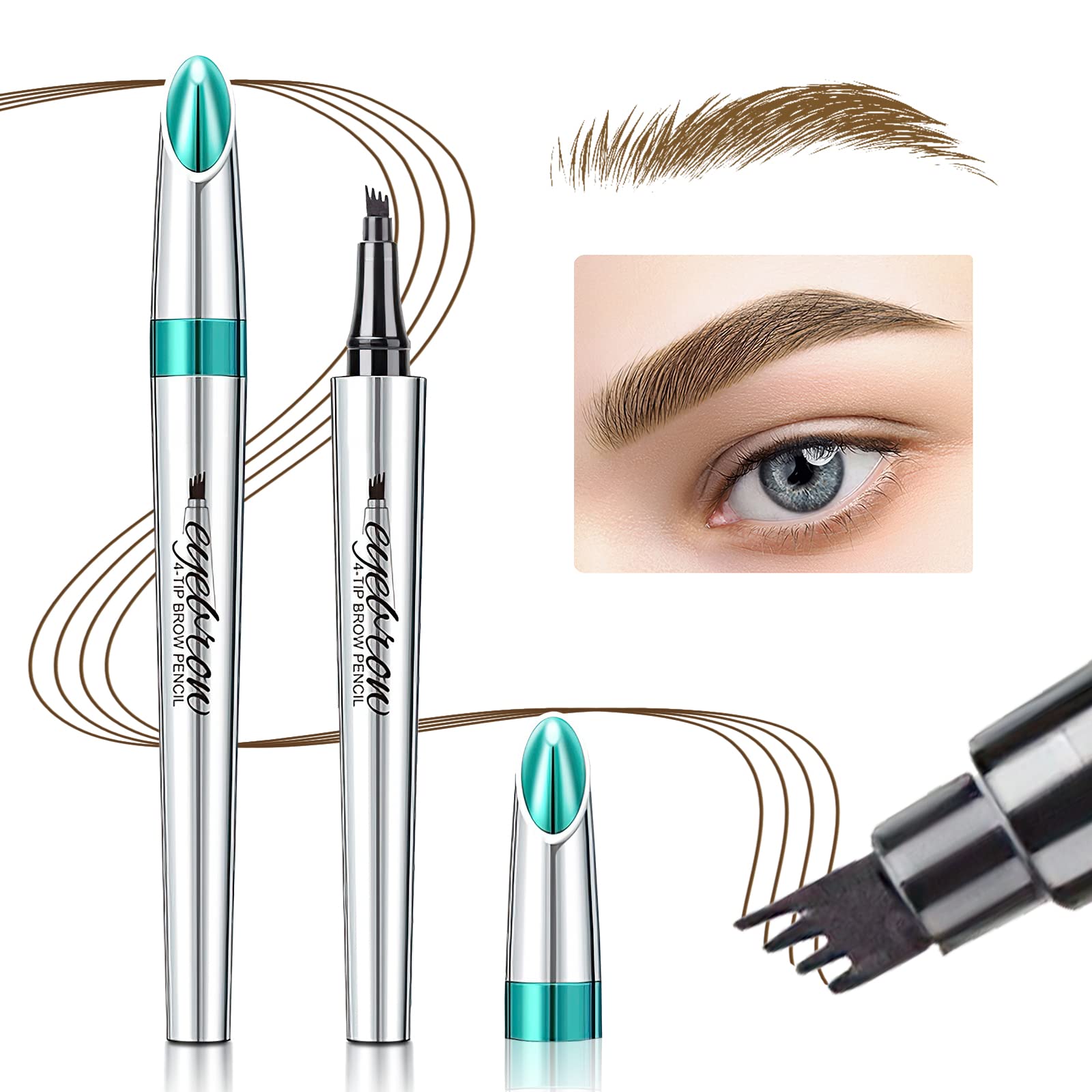 OETUIOW eyebrow pencil four-point tip close-up for precise, natural definition and long wear.