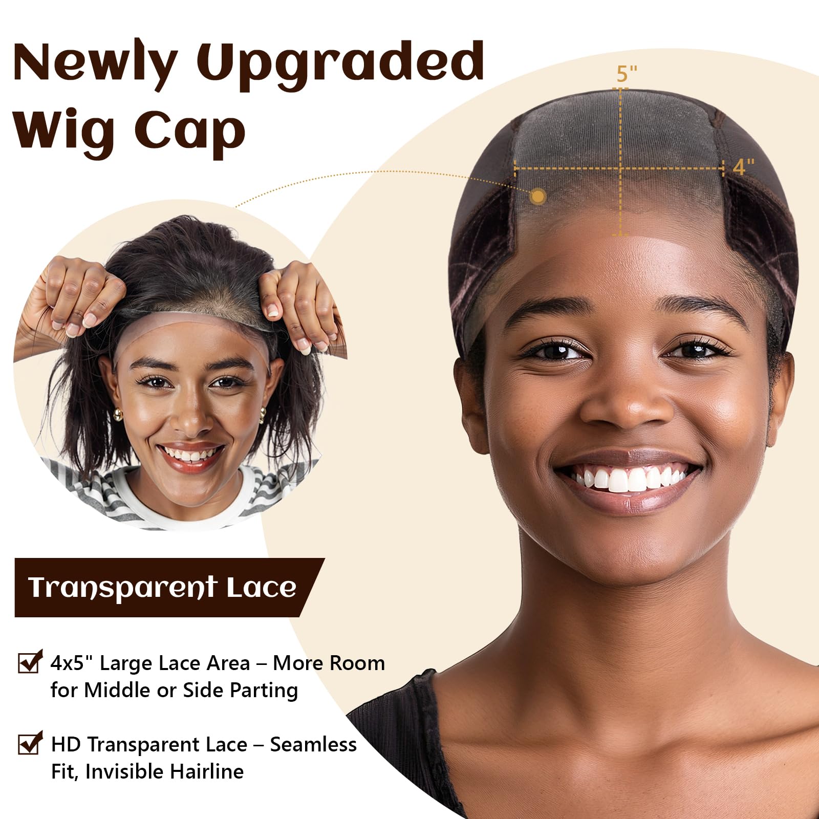OFBIC lace wig cap adjustable Velcro provides snug, customizable fit