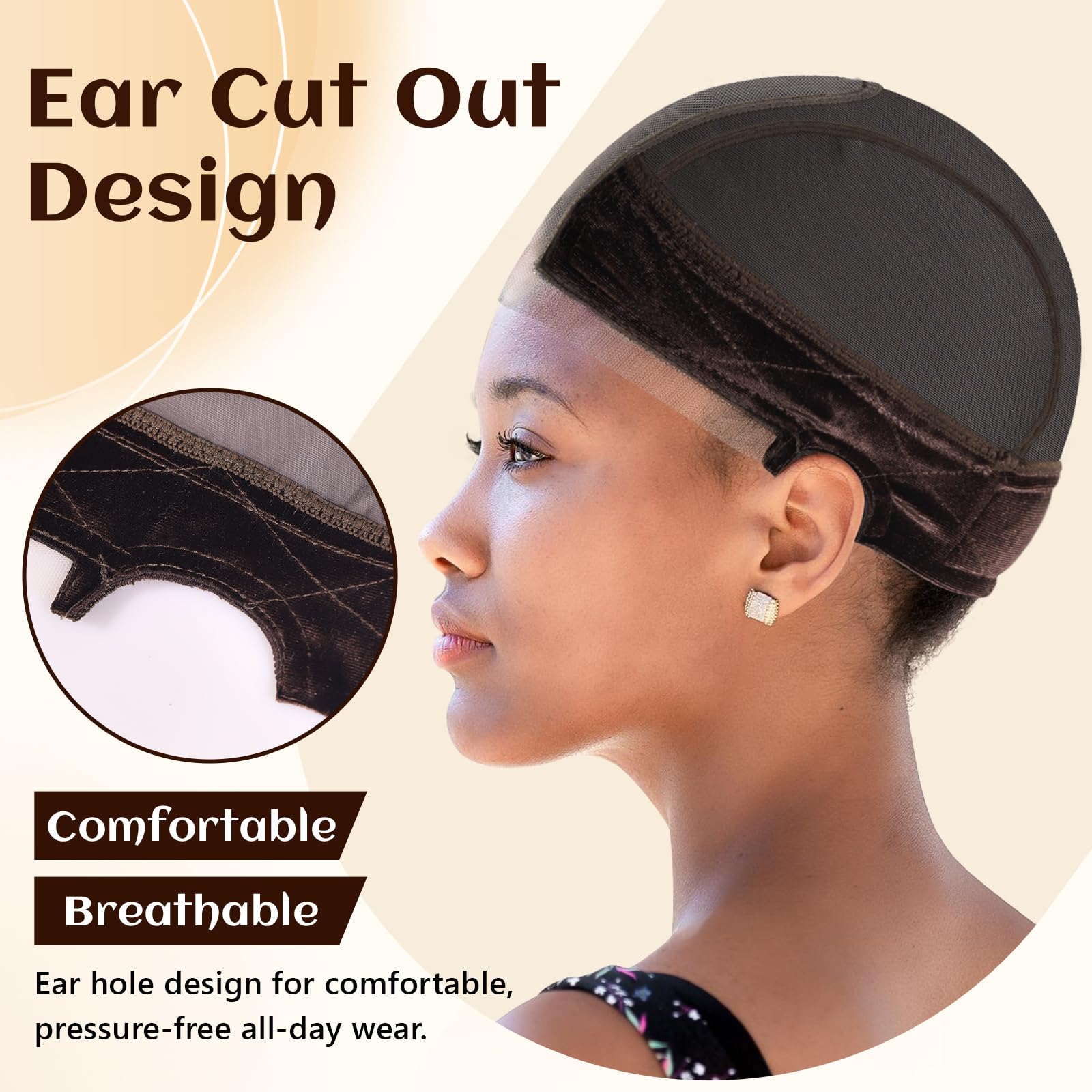 OFBIC lace wig cap breathable velvet mesh protects scalp