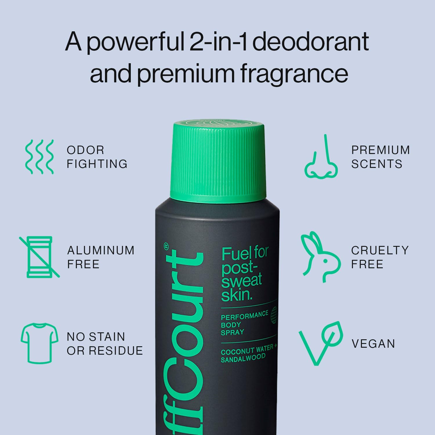 OffCourt no-residue-underarms demonstrates a non-sticky finish on skin.