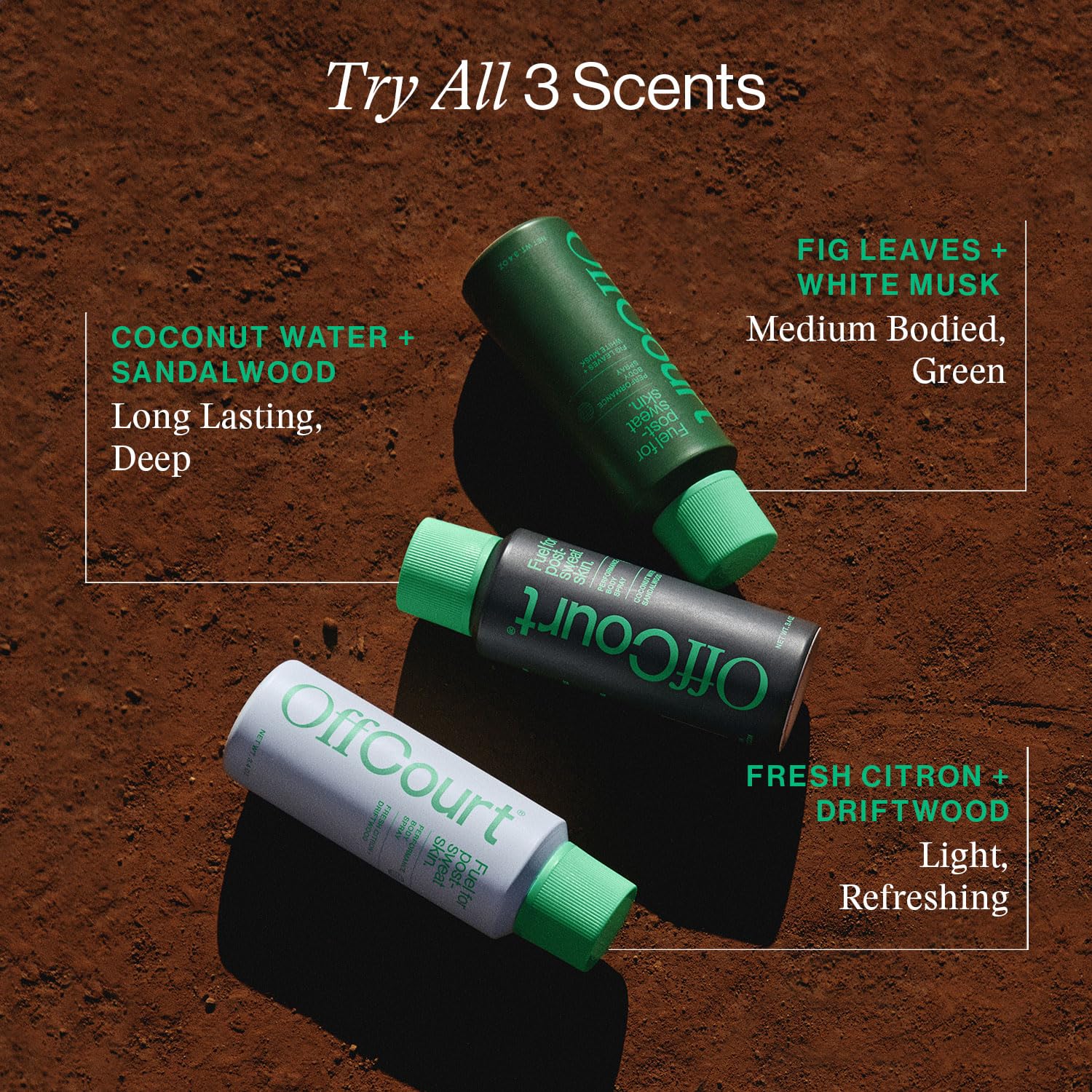 OffCourt underarm-application image shows quick, comfortable daily use.