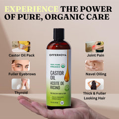 Offernova Castor Oil eyebrows application supports thicker brows