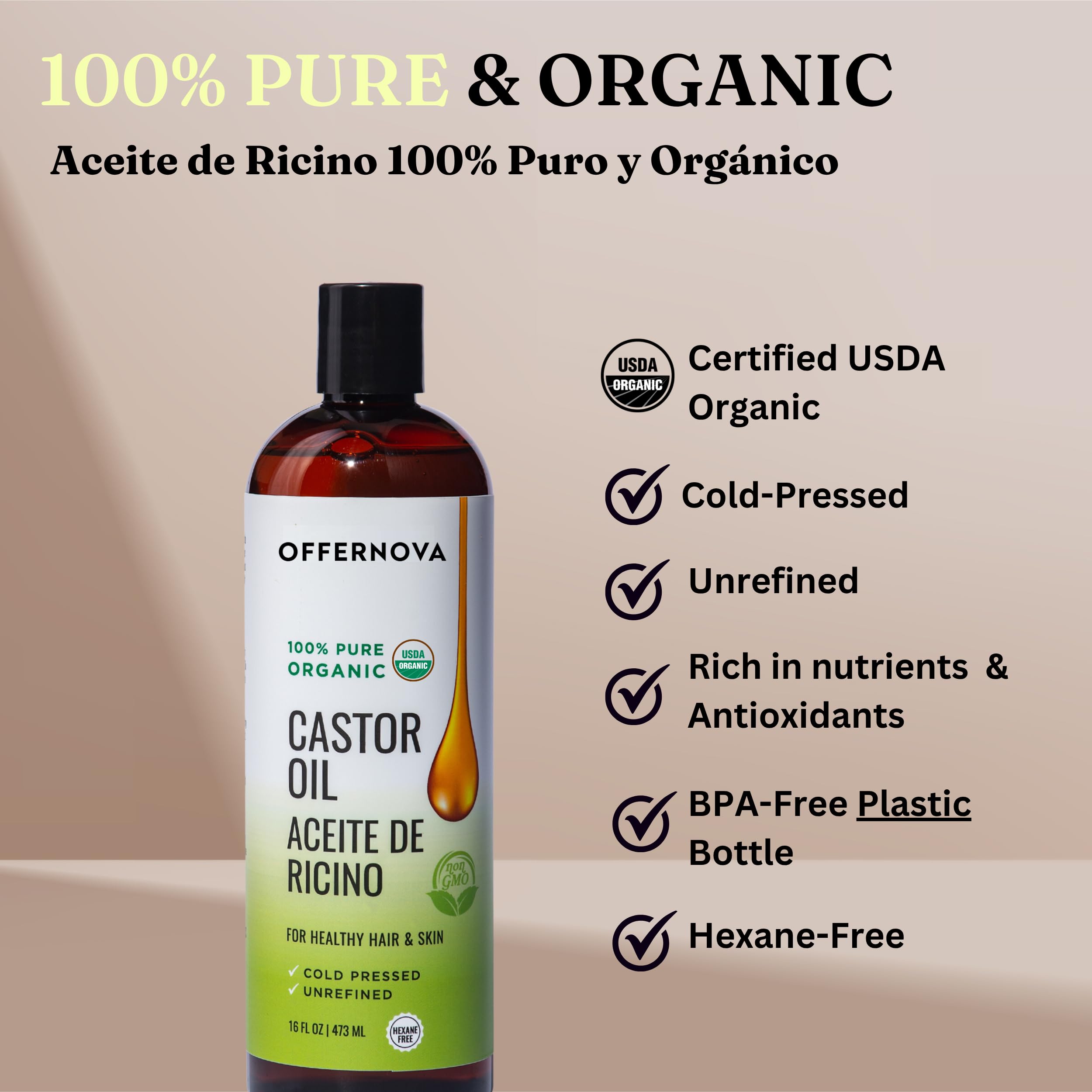 Offernova Castor Oil eyelashes application supports fuller lash look