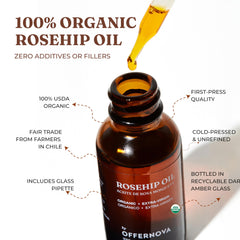 Offernova rosehip oil pour captures quick absorption and hydration