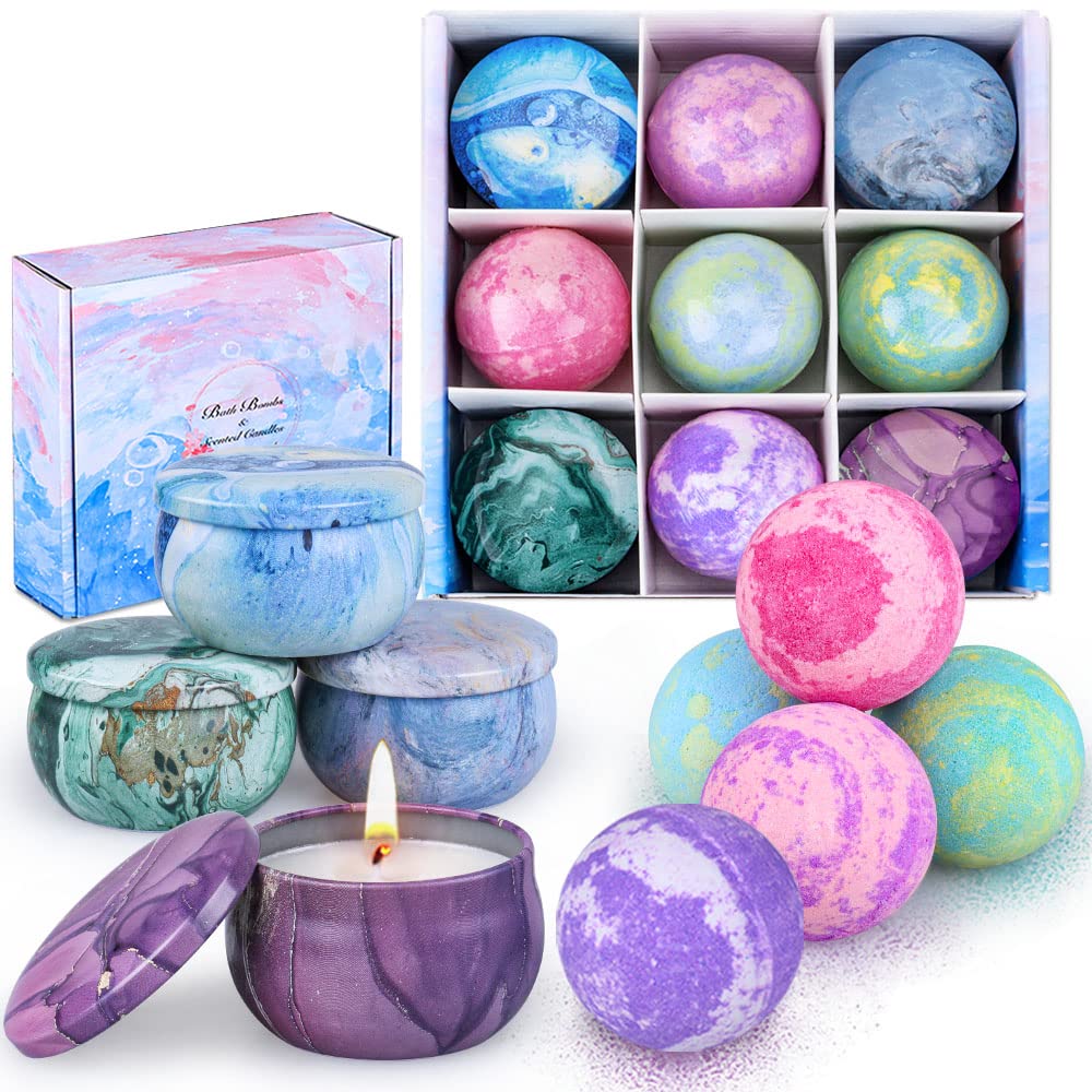 OFUN Bath Bombs Gift Set all bombs fizzing with colorful bubbles for spa-like bath