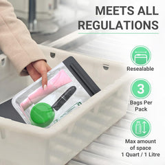Ogato 3-pack clear toiletry bags stacked for bulk travel organization