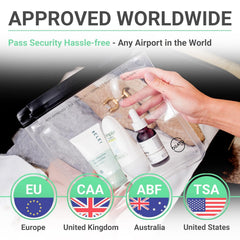 Ogato quart-size travel bags closed showing transparency for quick bottle identification