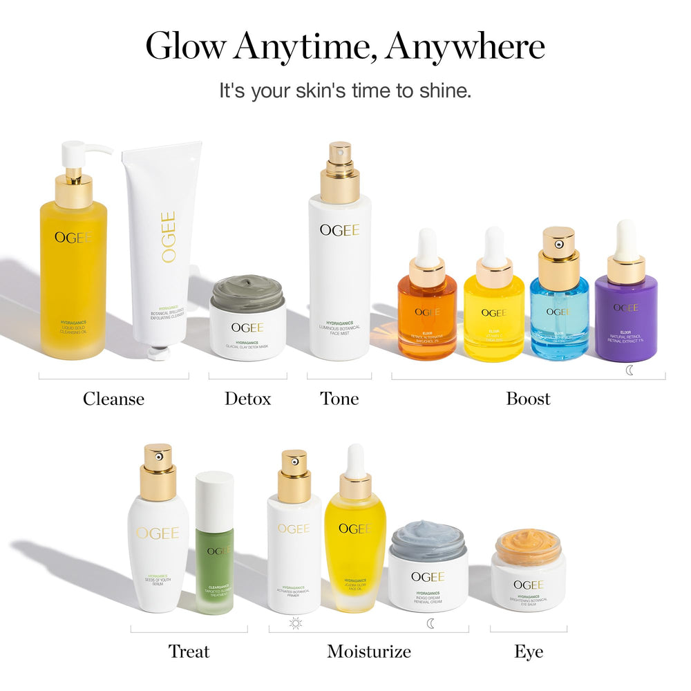 Ogee Jojoba Glow absorption closeup illustrating non-greasy finish