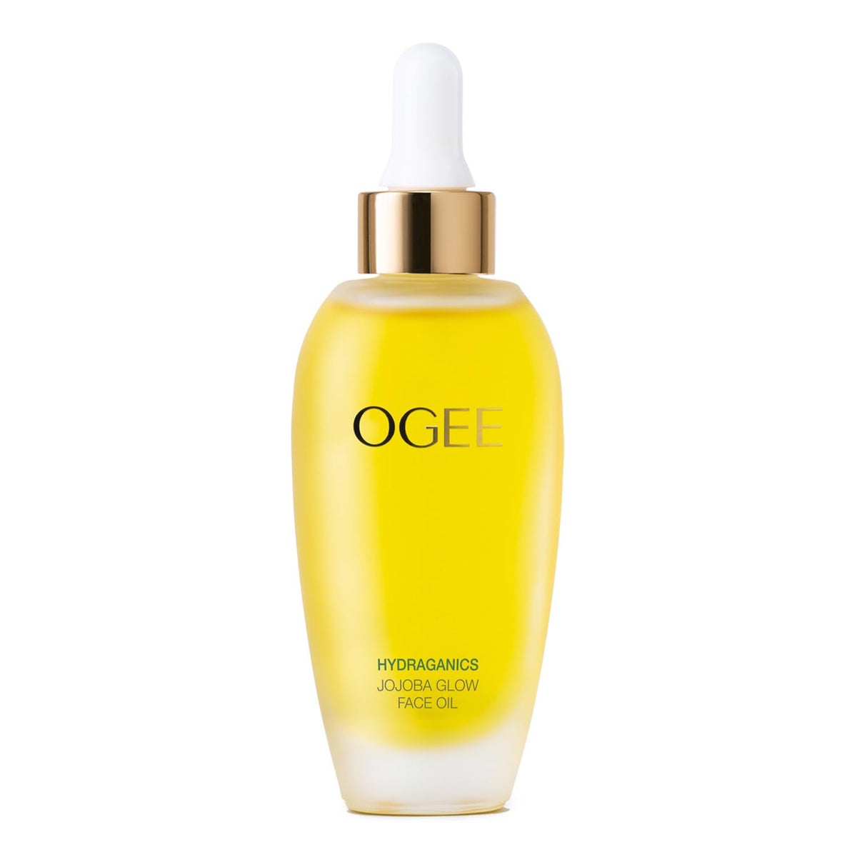 Ogee Jojoba Glow bottle closeup highlighting organic ingredients for hydration