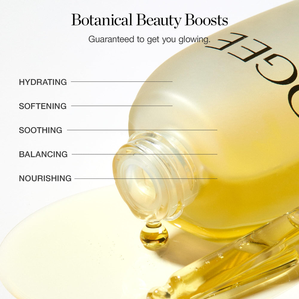 Ogee Jojoba Glow ingredients blend emphasizing antioxidant-rich essential oils