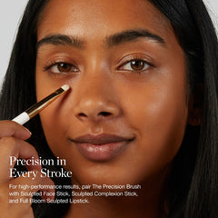 Ogee Precision Brush angled application demonstrates targeted pickup for defined concealer.