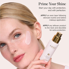 Ogee PROTECT SPF40 swatch close-up highlighting mineral coverage and protection.