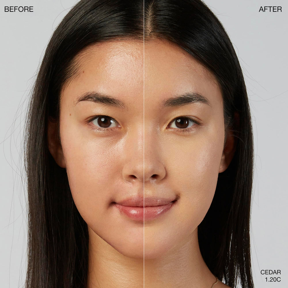 Ogee Sculpted Complexion Foundation Stick application stroke demonstrates buildable coverage.