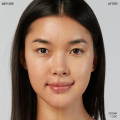 Ogee Sculpted Complexion Foundation Stick application stroke demonstrates buildable coverage.