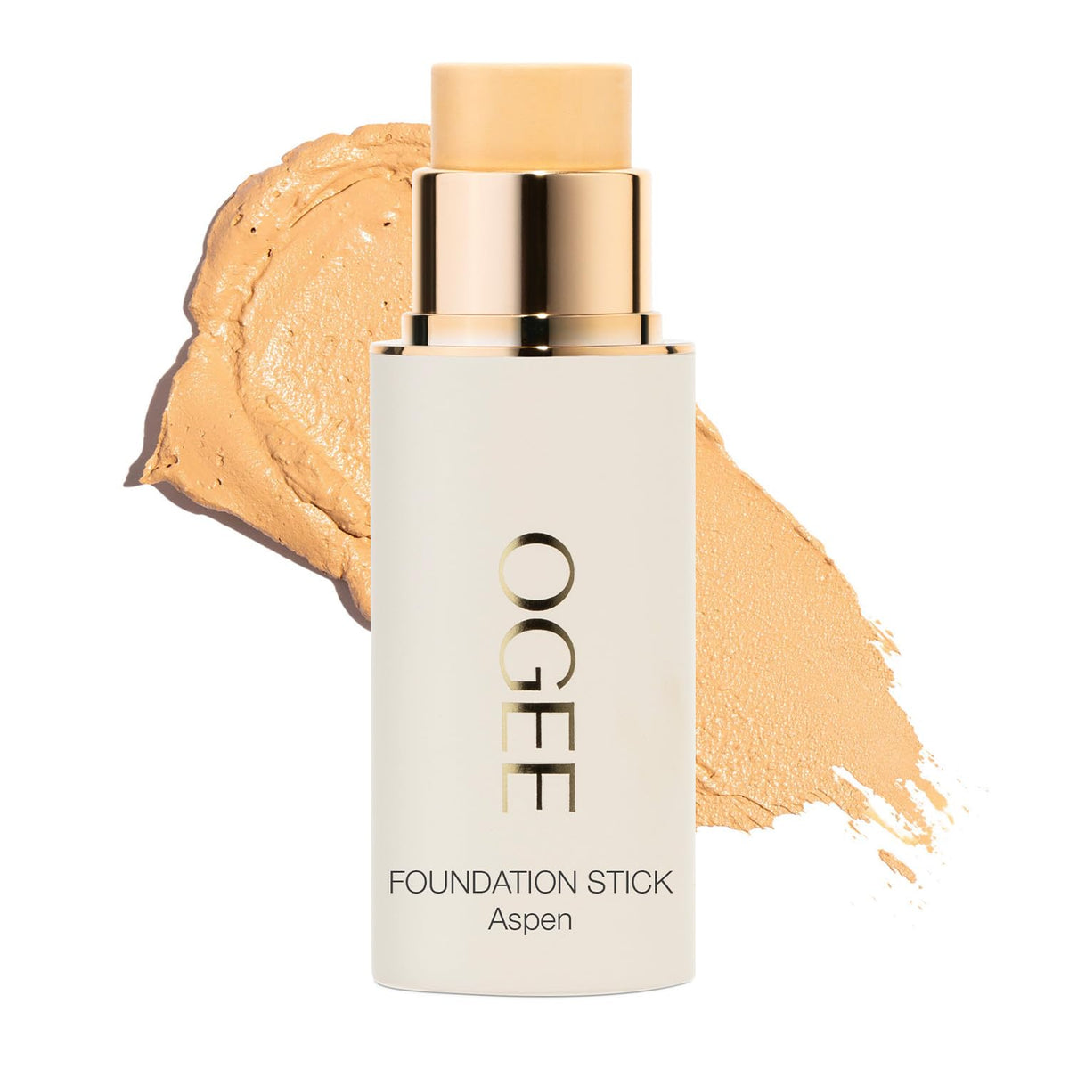 Ogee Sculpted Complexion Foundation Stick Aspen 1.0W close-up of flawless finish and even tone