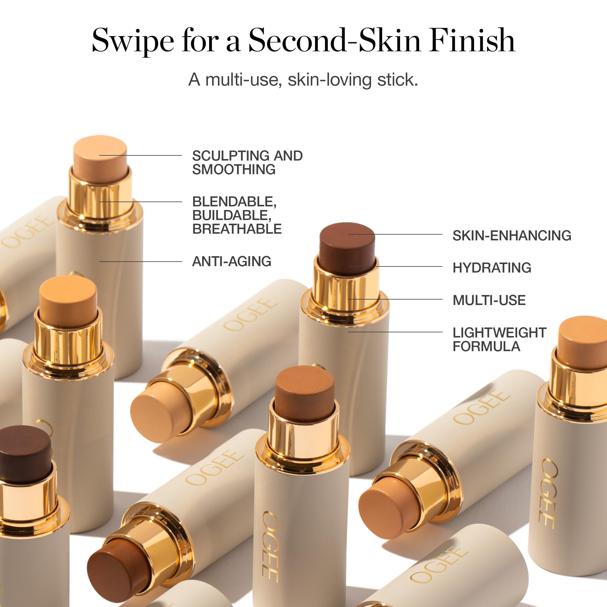 Ogee Sculpted Complexion Foundation Stick in handbag enables on-the-go touch-ups for quick refinement.