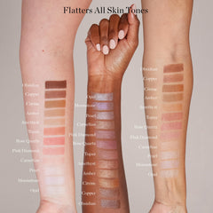 Ogee Sculpted Face Stick copper radiant cocoa swatch on cheek for natural bronze