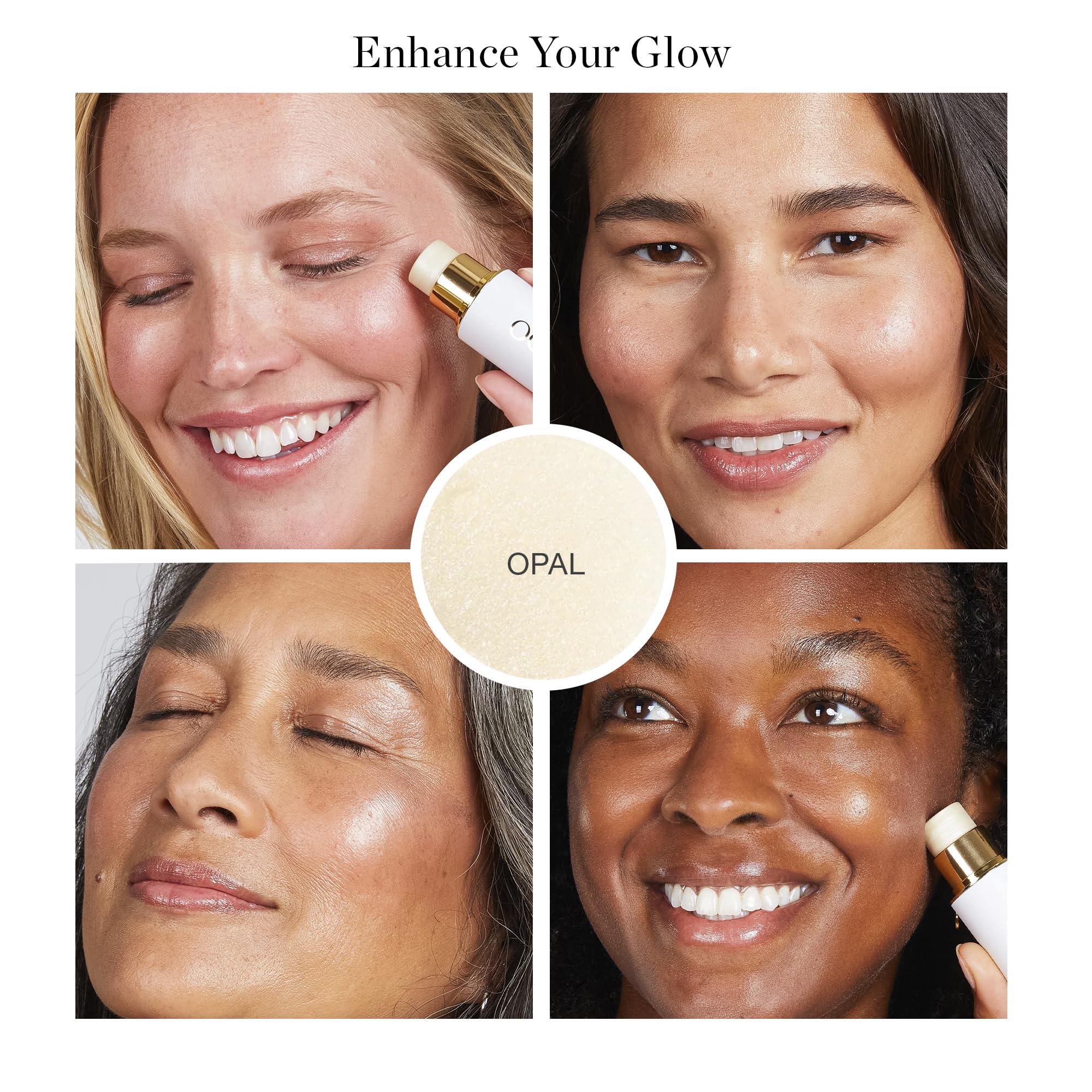 Ogee Sculpted Face Stick Opal-StarLight swatch shows natural sheer-to-buildable glow.