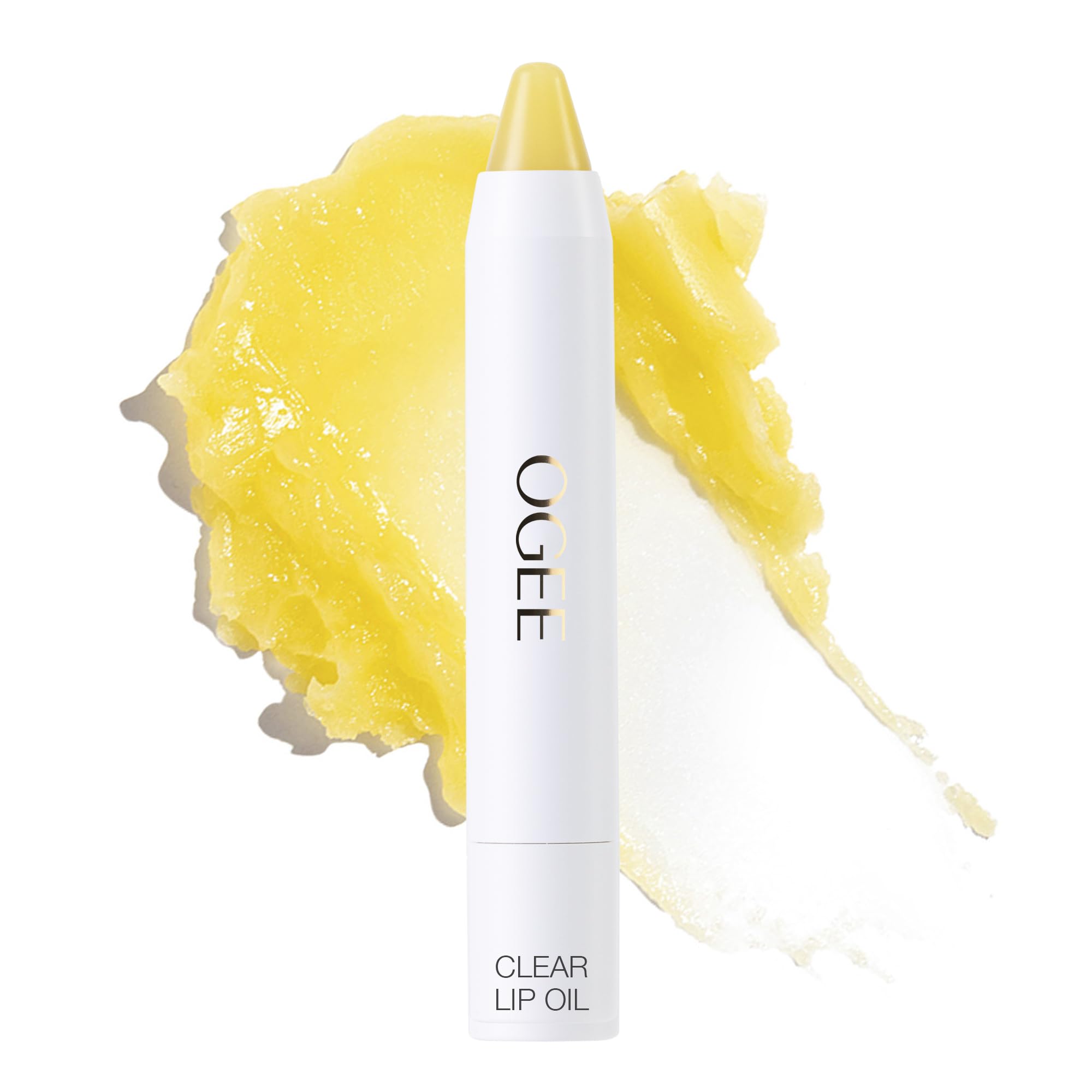Ogee Sculpted Lip Oil packaging shows CLEAR shade and clean organic ingredients for on-the-go lip care
