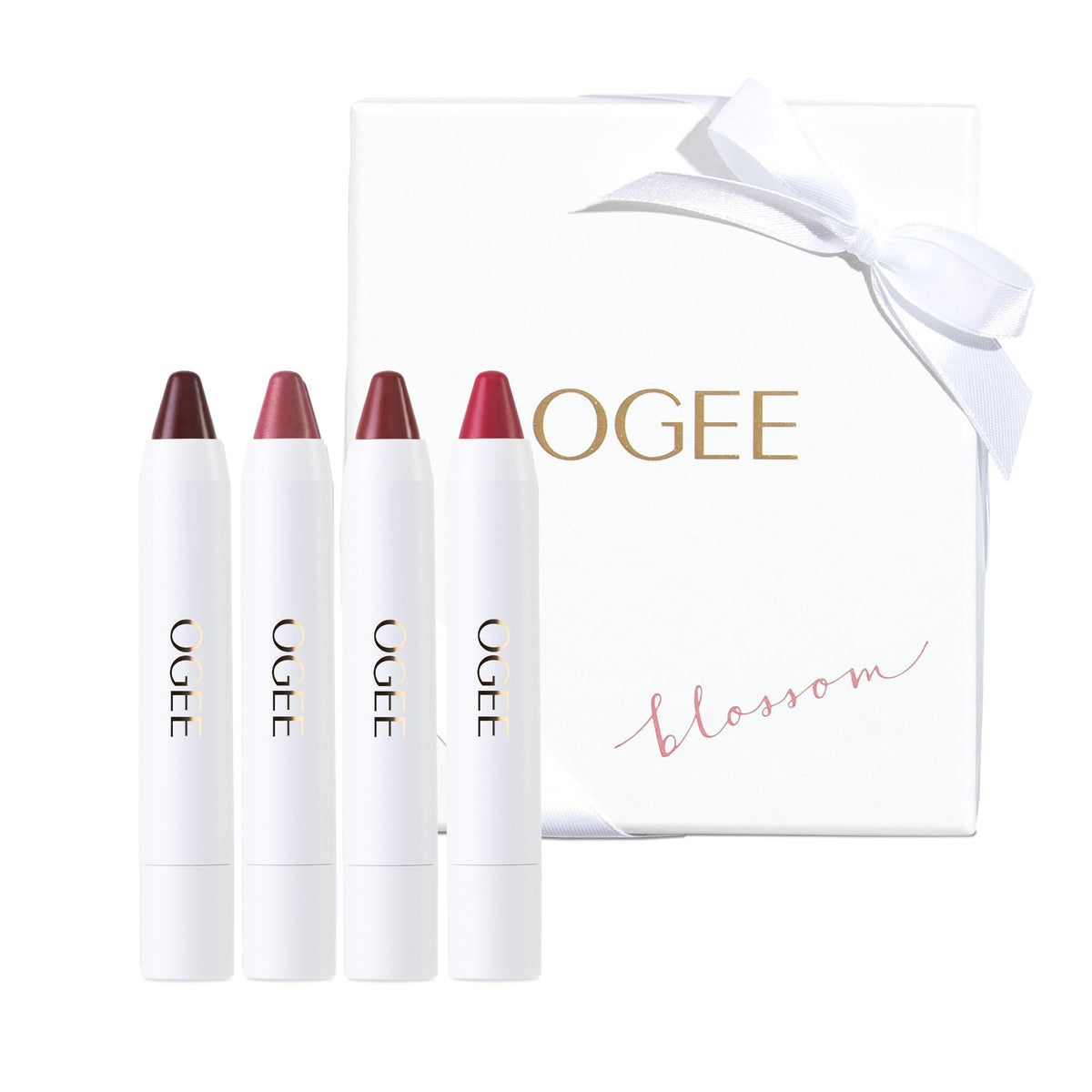 Ogee Blossom Petunia lip oil swatch with hydrating color