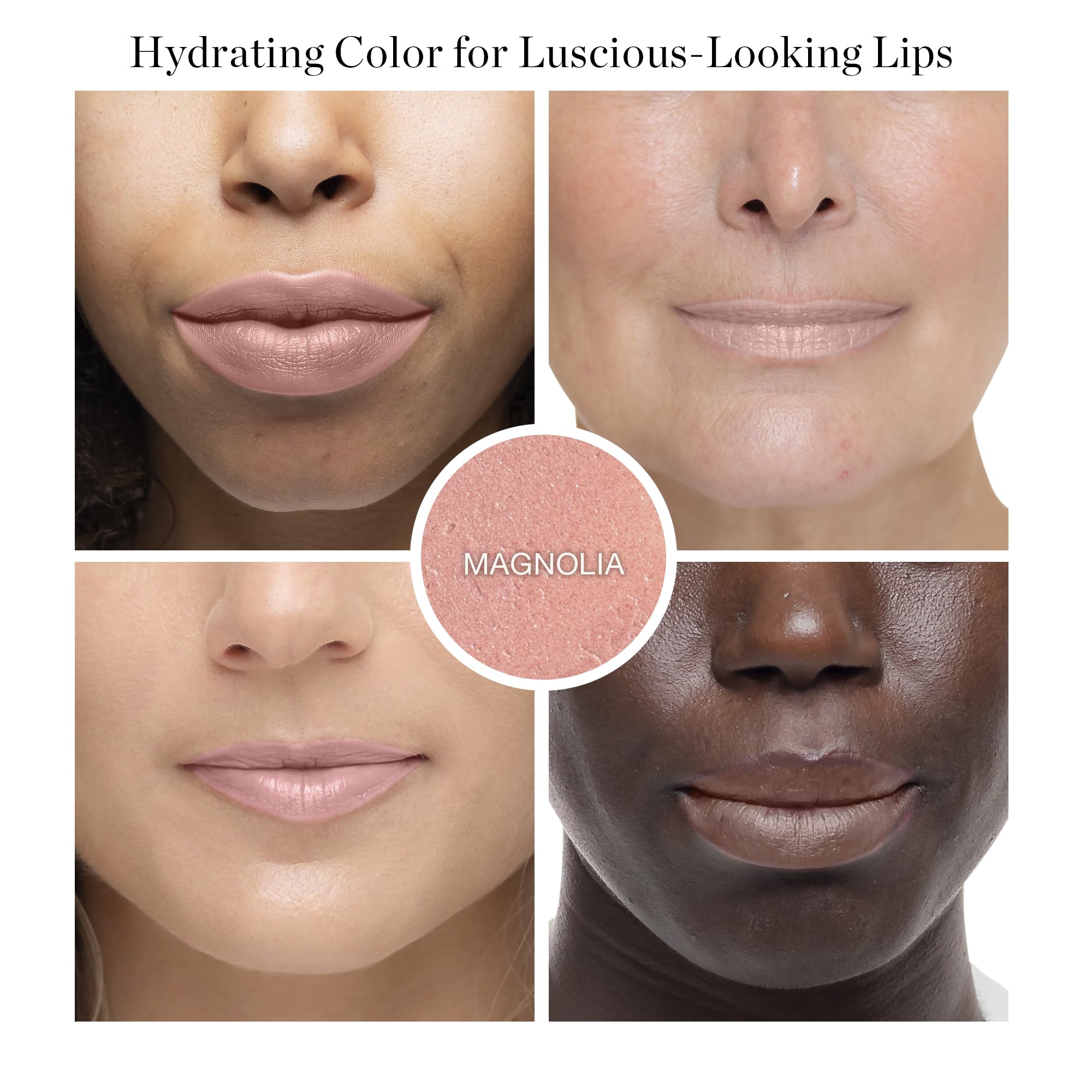 Ogee Magnolia on lips demonstrates sheer color finish
