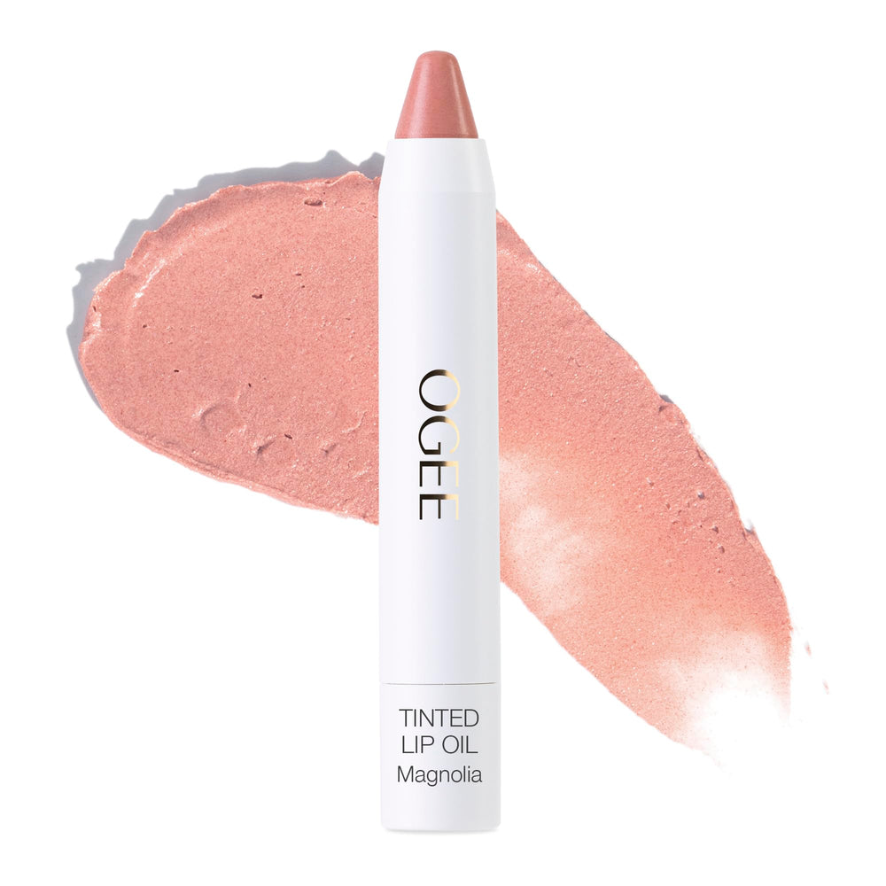 Ogee Magnolia swatch shows subtle pink tint and shine