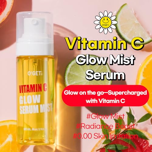 O!GETi Glow Serum Mist spray in action delivering instant hydration