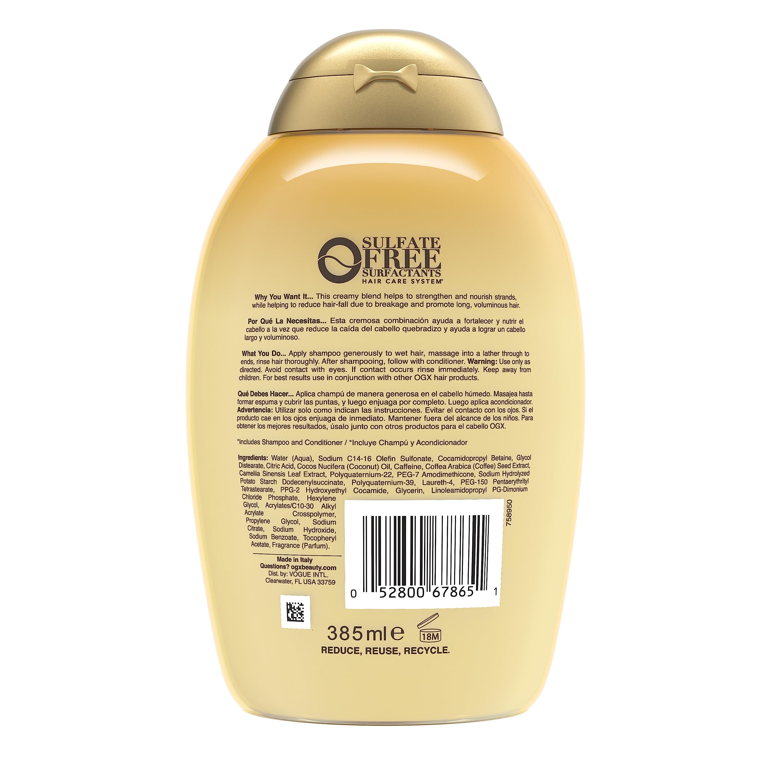 OGX anti-hair fall shampoo image conveys gentle cleansing for sensitive scalps.