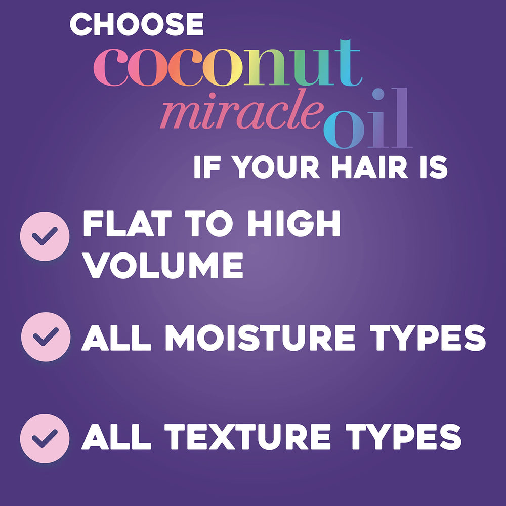 OGX coconut oil ingredients close-up with tiare essence and vanilla bean extract