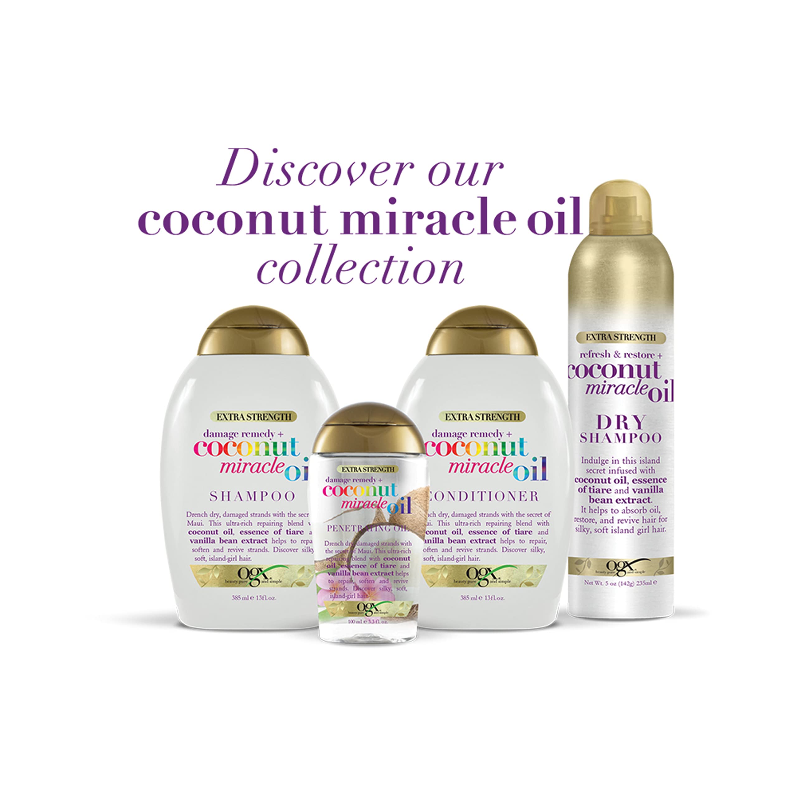 OGX oil-absorbing dry shampoo powder detail showing roots refreshed