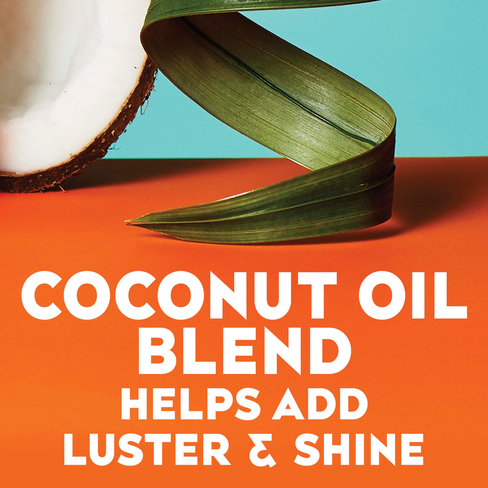 Coconut oil ingredient close-up in OGX butter for moisture.