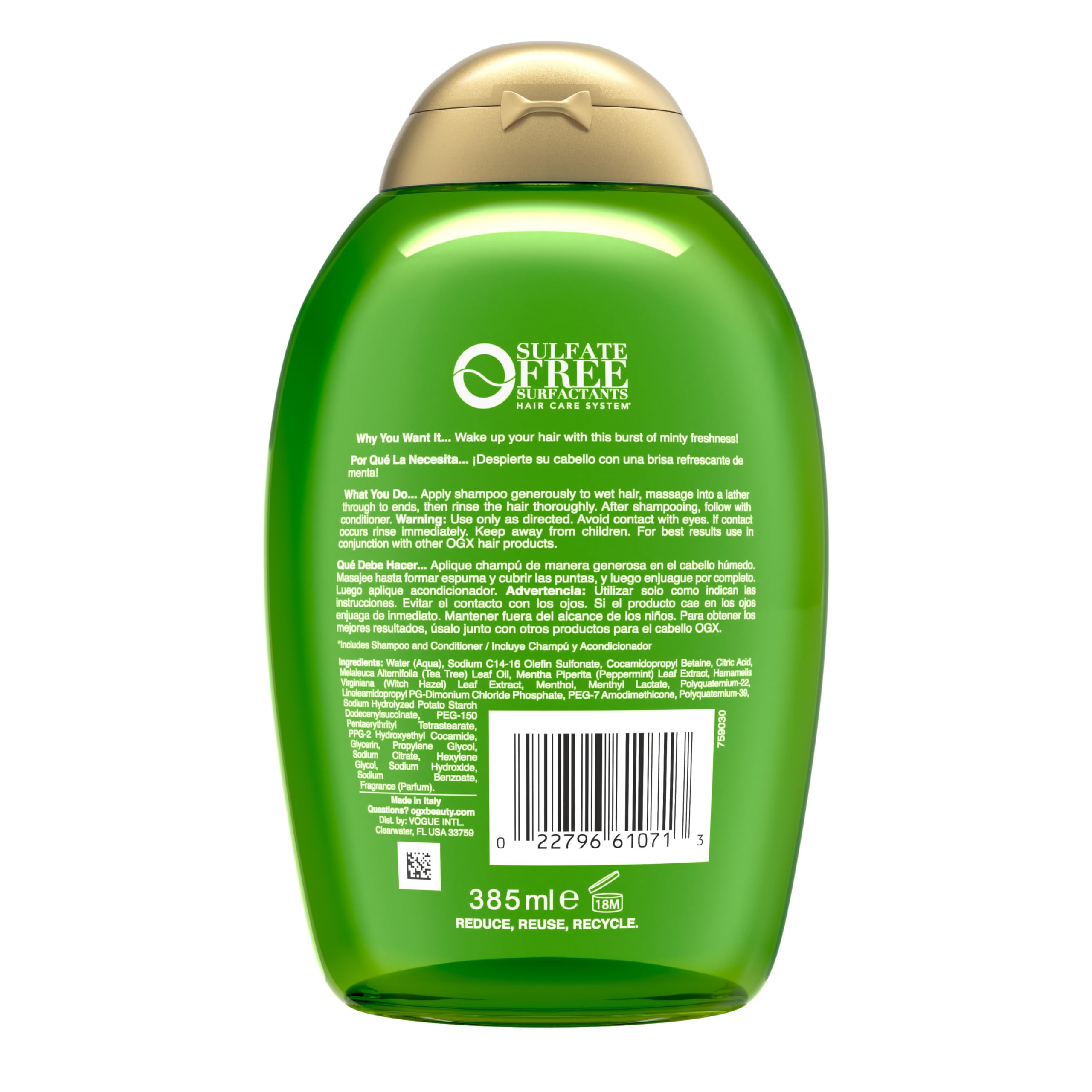 OGX Tea Tree Mint shampoo with conditioner pair highlighting complete routine