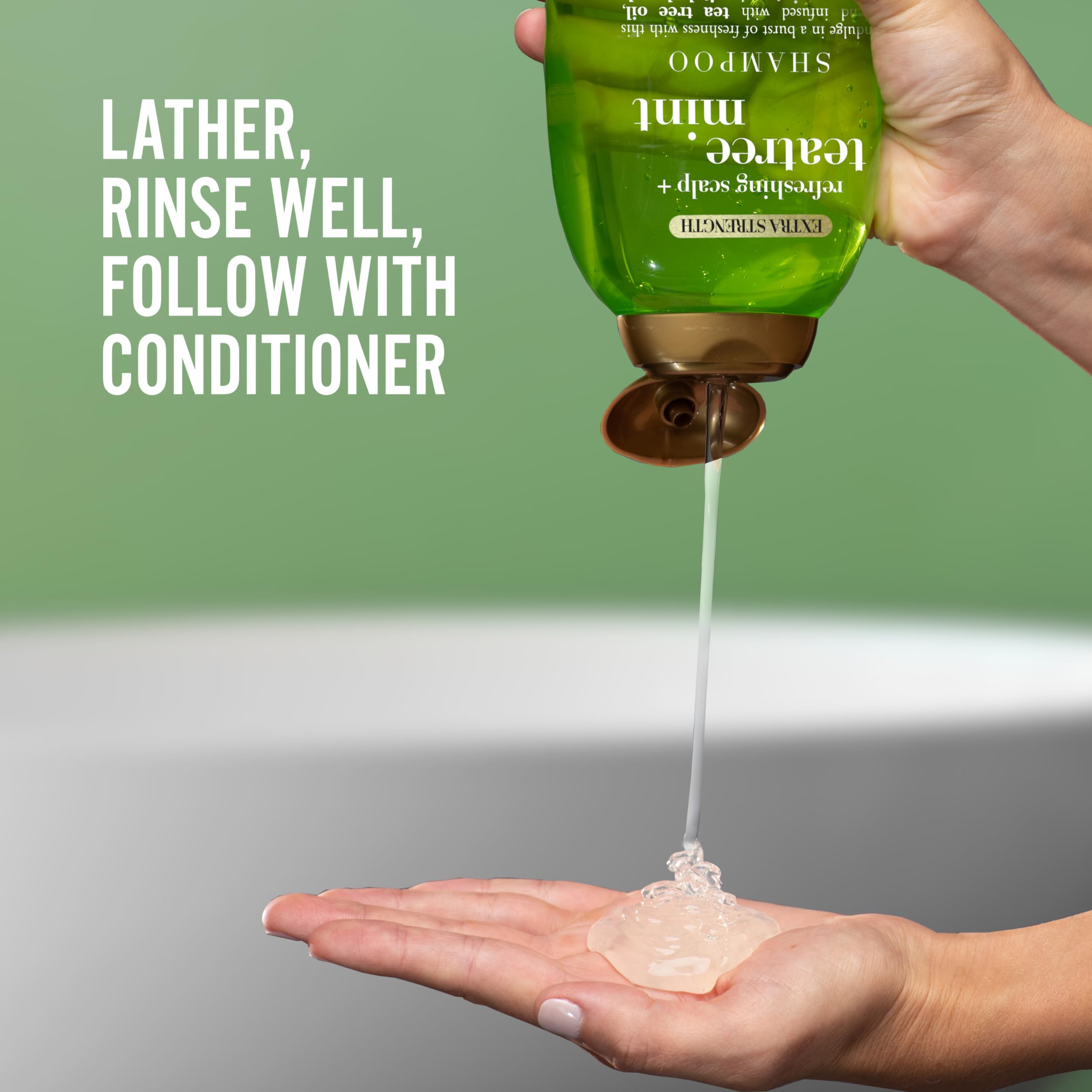 OGX Tea Tree Mint shampoo after wash reveals shiny, soft hair