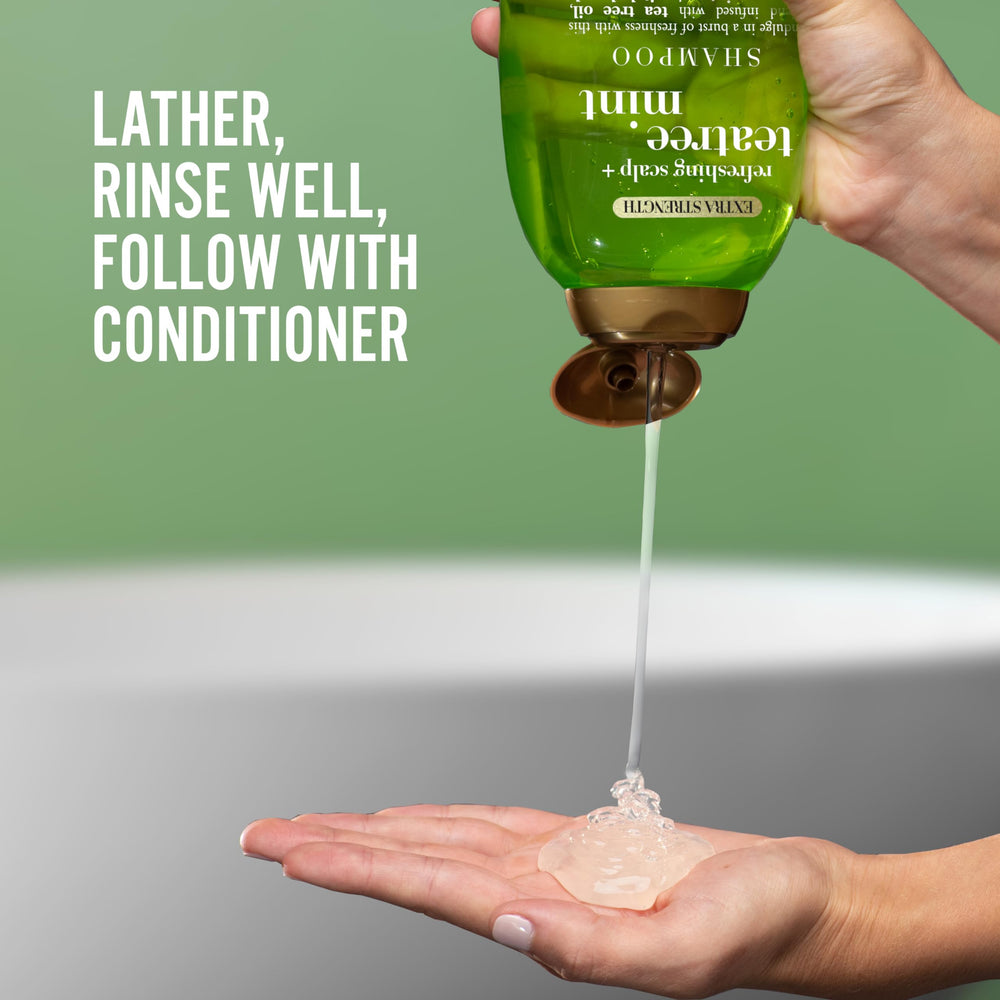 OGX Tea Tree Mint shampoo after wash reveals shiny, soft hair
