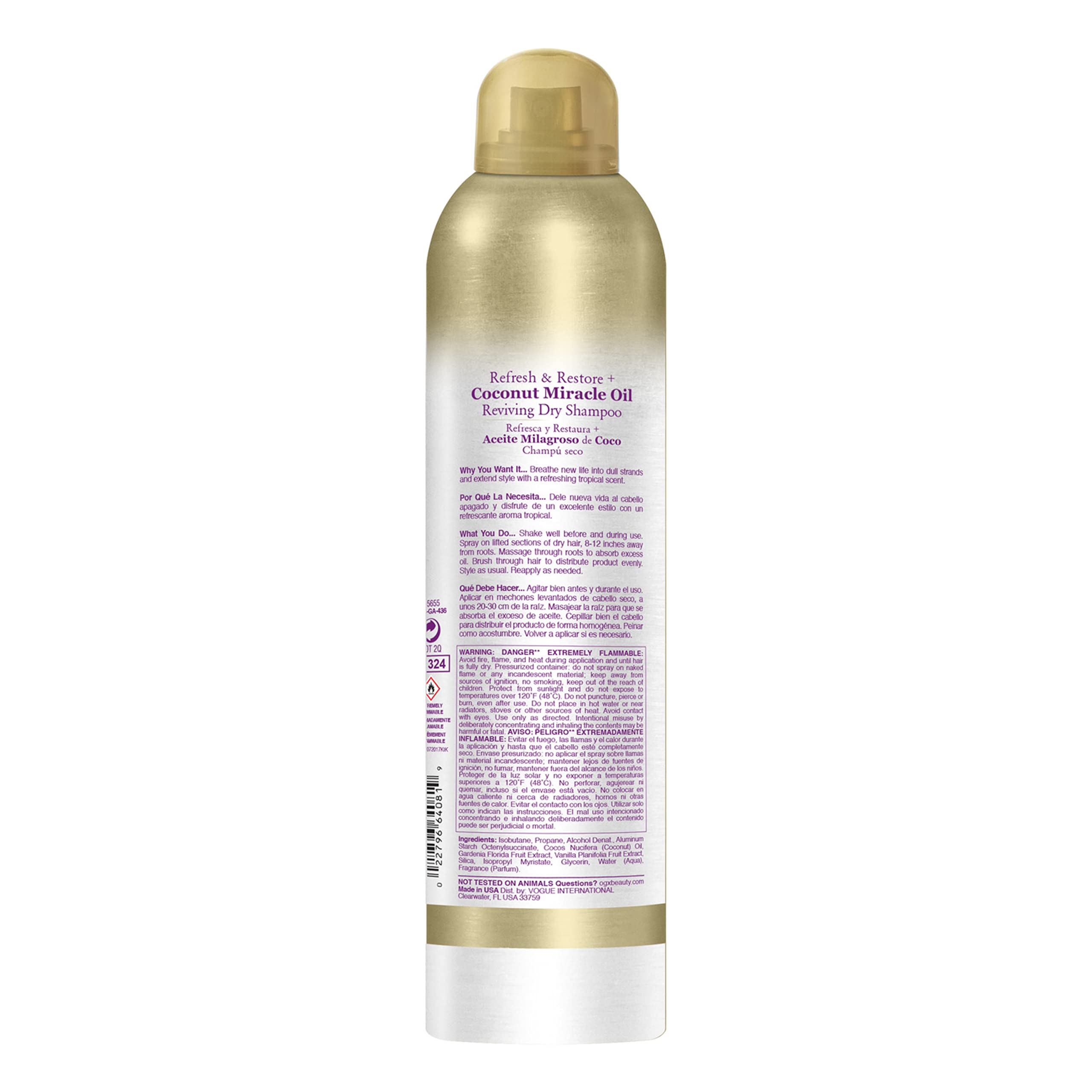 OGX tropical fragrance close-up highlighting coconut and vanilla notes