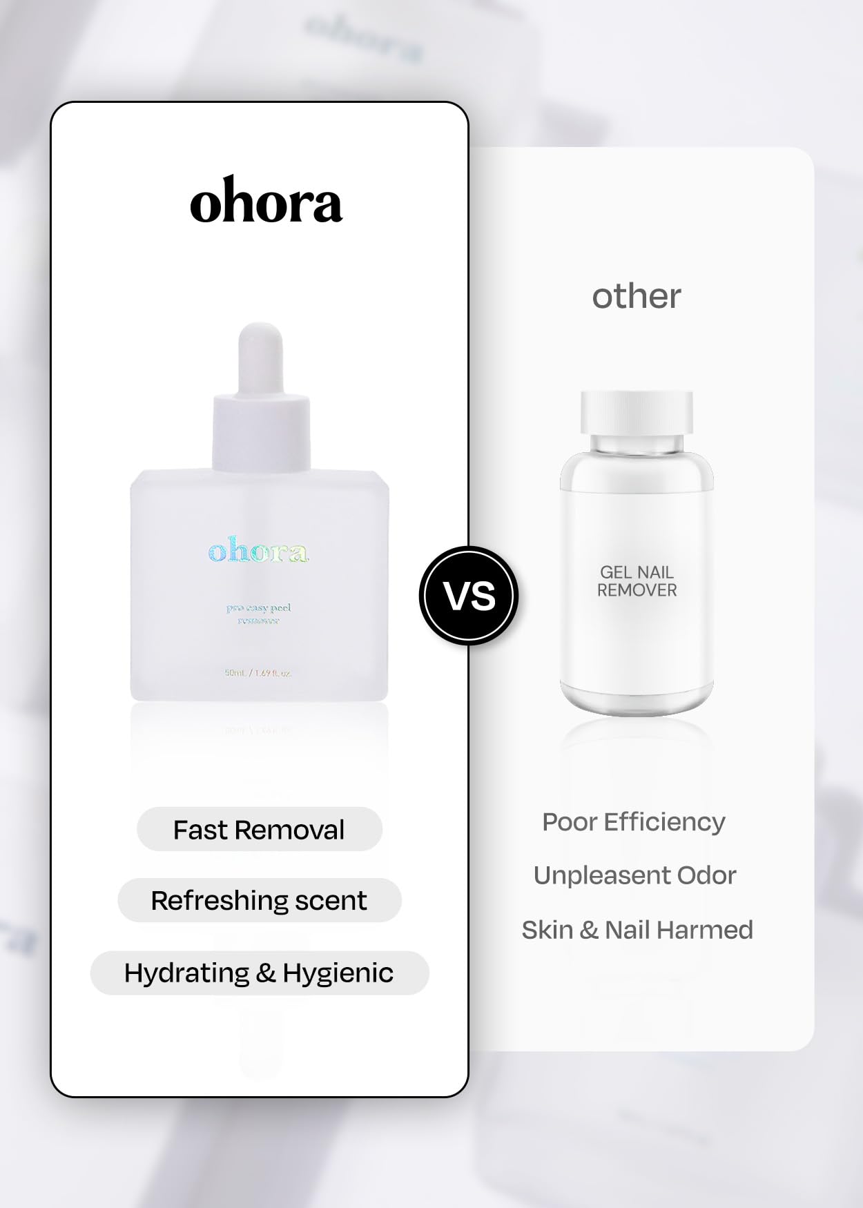 ohora Care Safe cosmetic-grade ingredients label signifying vegan, cruelty-free, hypoallergenic.