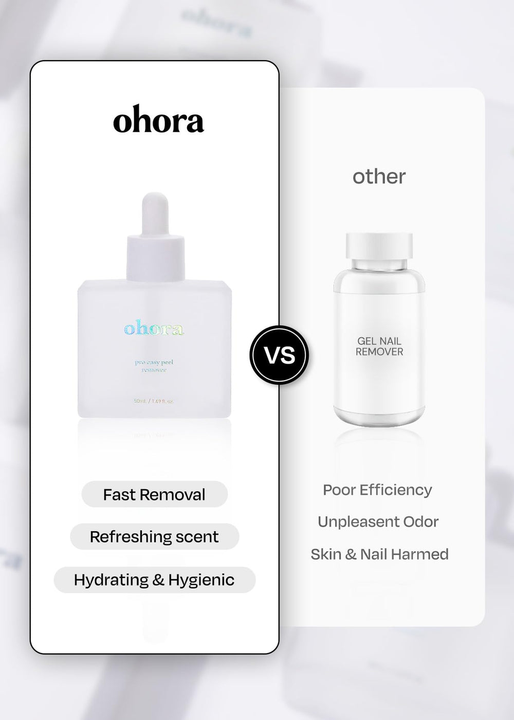 ohora Care Safe cosmetic-grade ingredients label signifying vegan, cruelty-free, hypoallergenic.