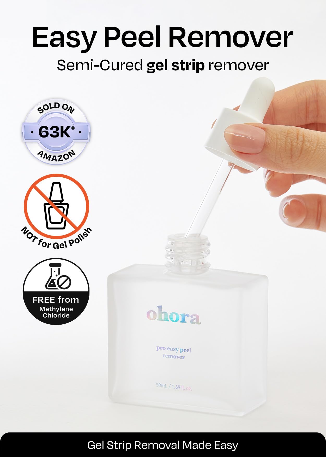 ohora Care Easy Peel Remover with hygienic dropper for precise, clean application.