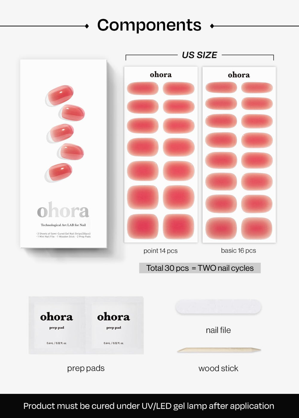 ohora included prep pads nail file and wooden stick for prep