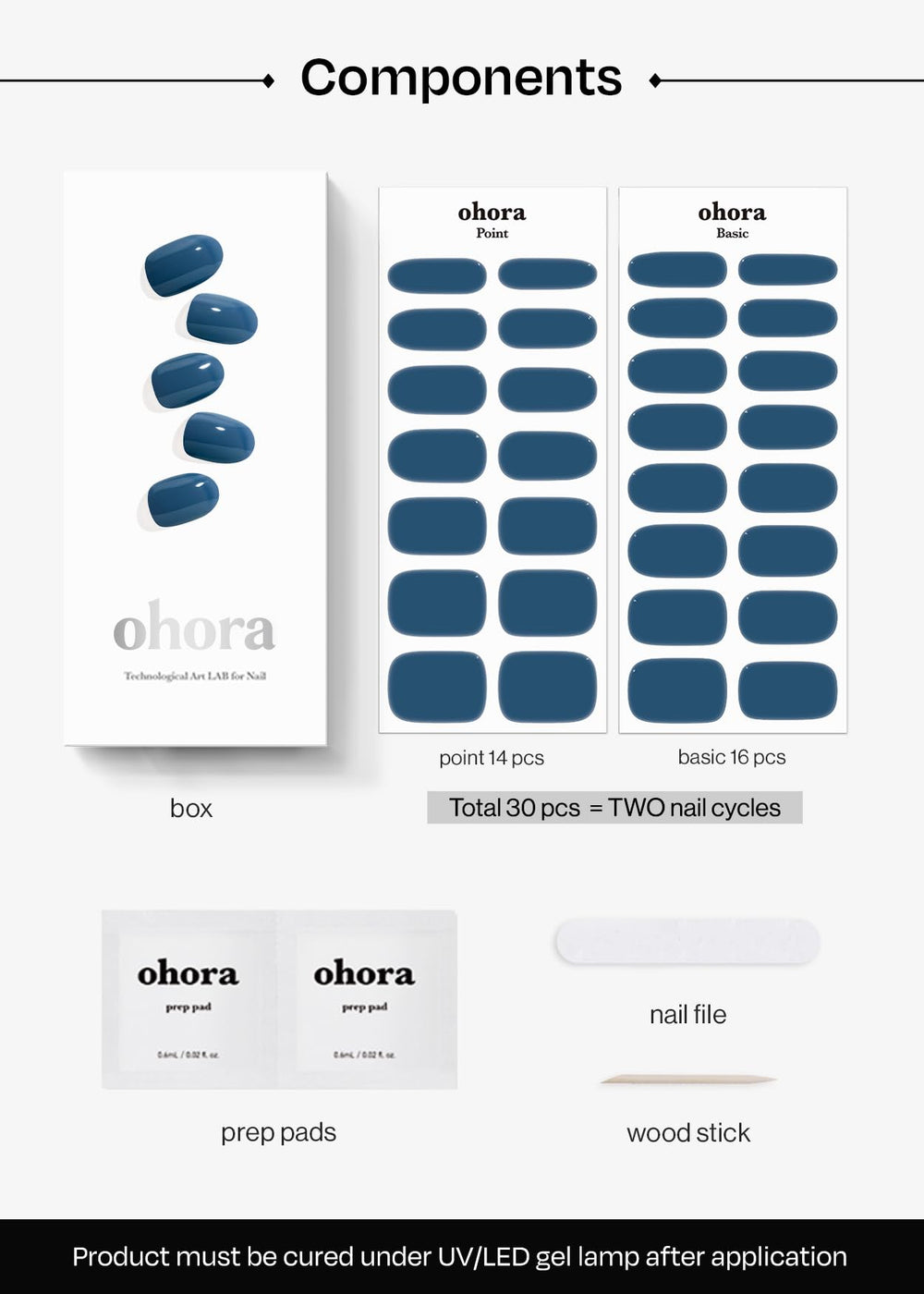 ohora includes prep pads nail file and wooden stick for complete at-home manicure
