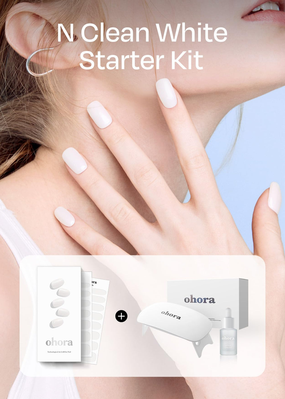 Ohora N Clean White Starter Kit UV/LED lamp enables quick, salon-style cures at home.