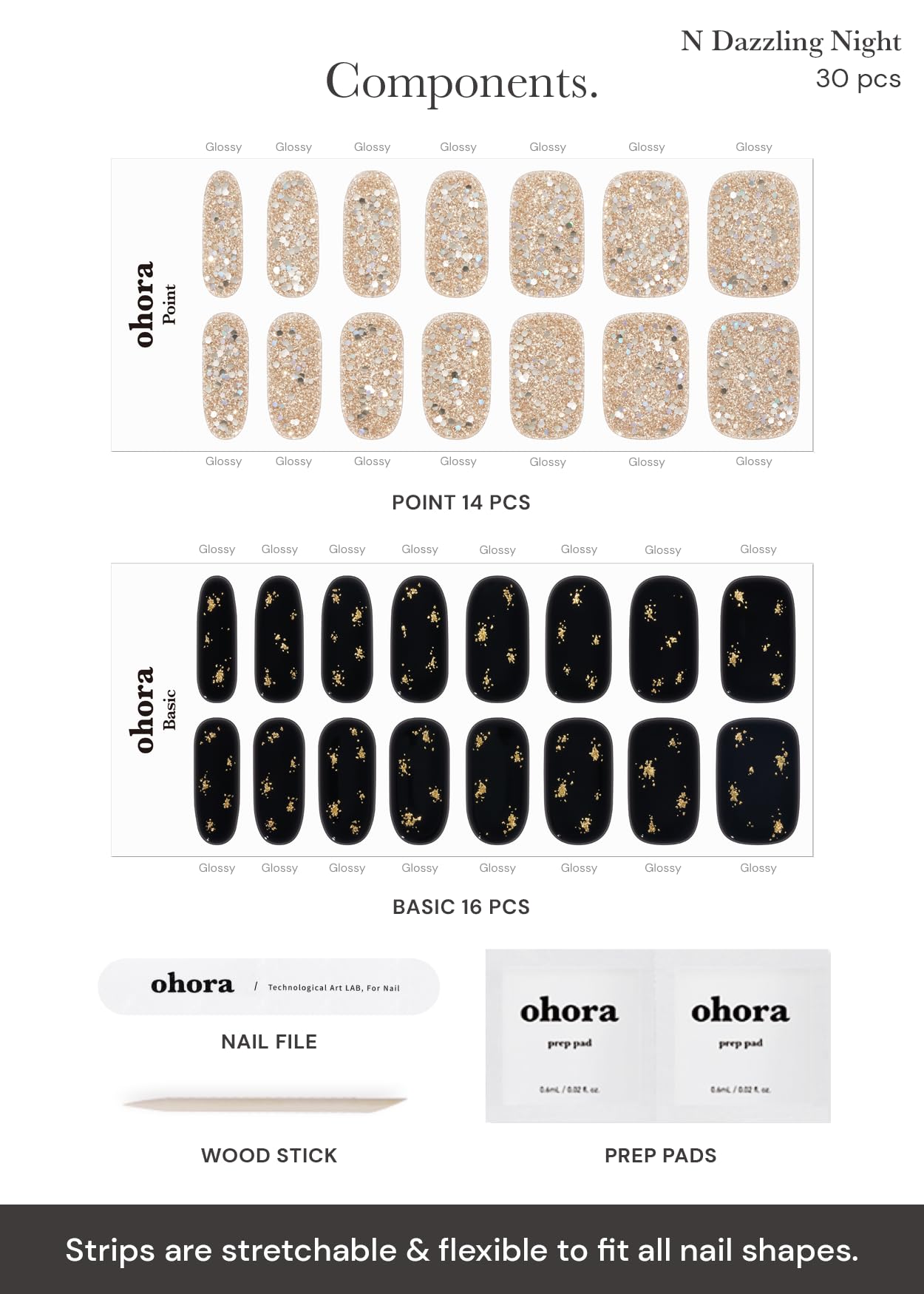 Ohora N Dazzling Night on nails demonstrates fast, glossy gel look.