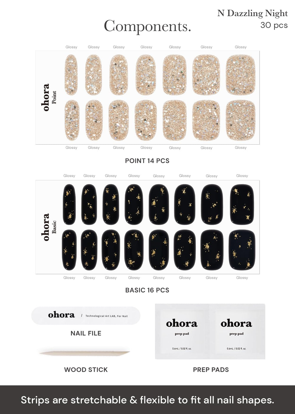 Ohora N Dazzling Night on nails demonstrates fast, glossy gel look.