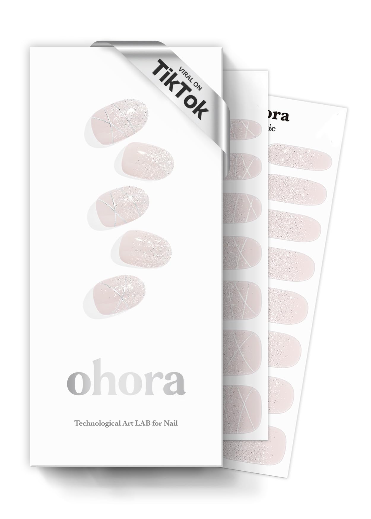 ohora N Dress Up white patterned wrap closeup for chic salon-like nails at home.