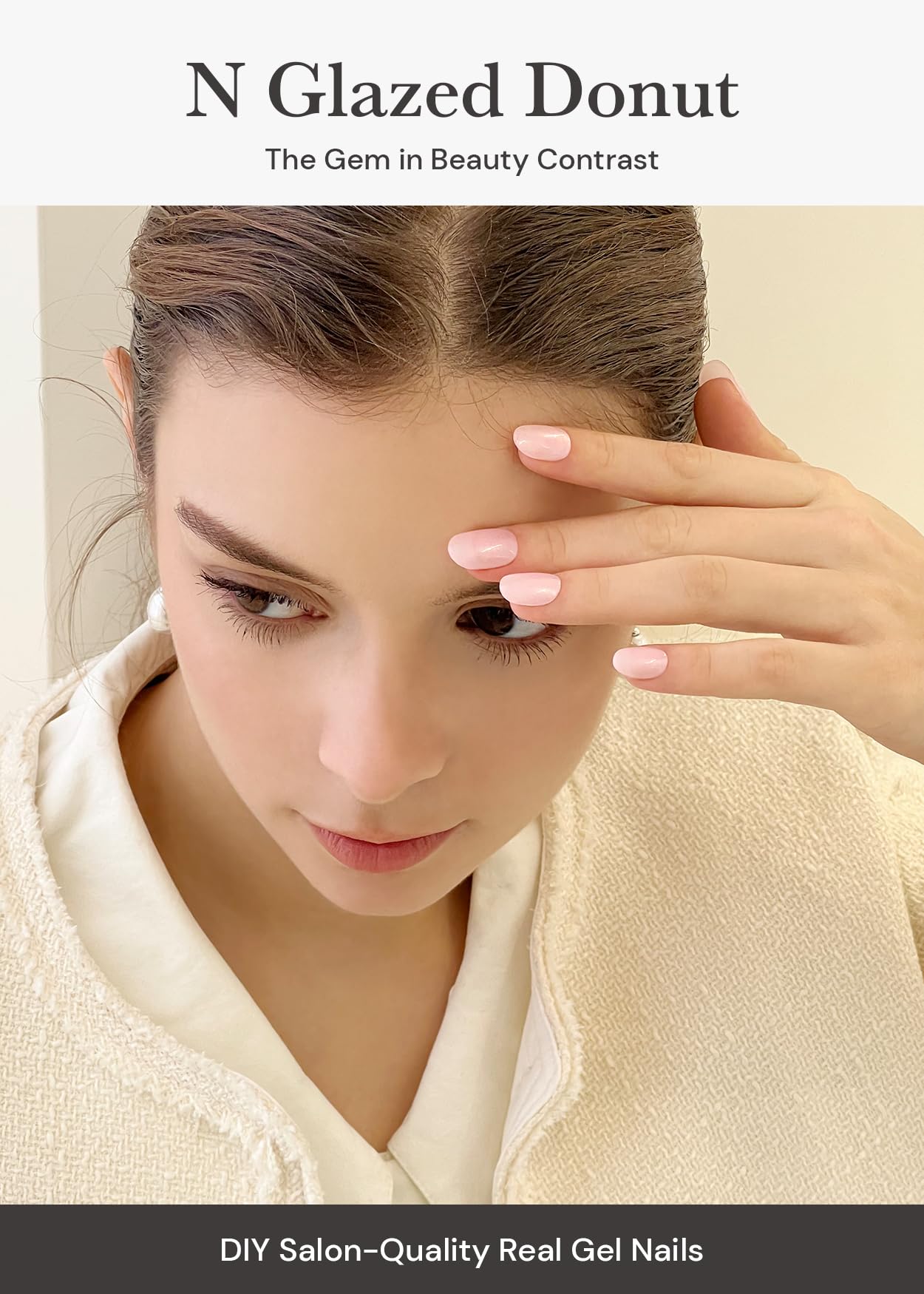 ohora n glazed donut solid white closeup: crisp color for long-lasting minimalist nails.