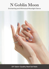ohora N Goblin Moon purple nail close-up on finger: bold pattern adds statement style.