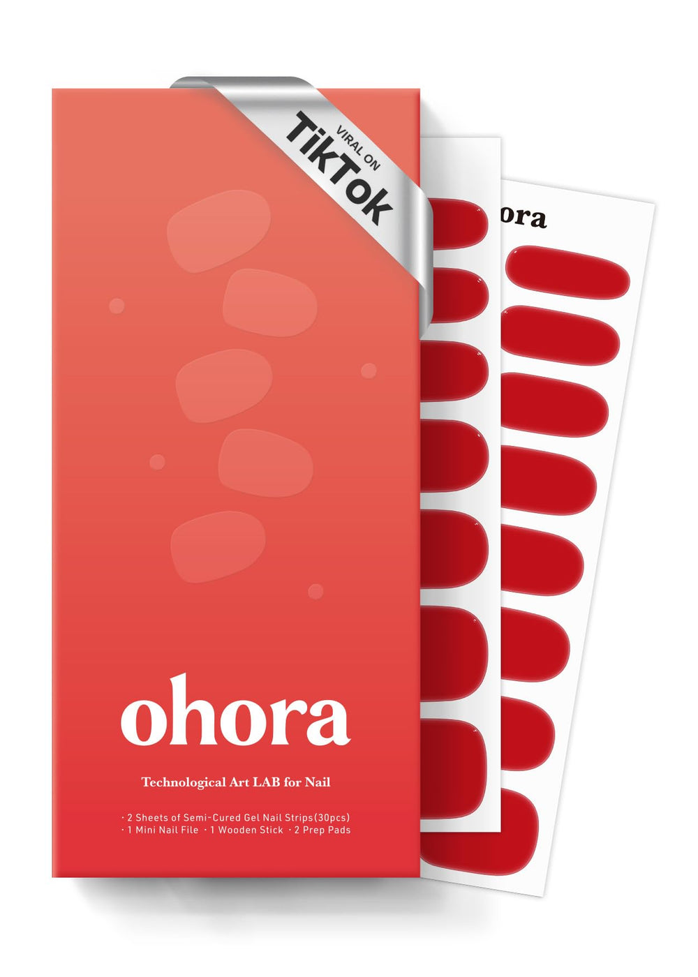 ohora n hot cherry box front for at-home salon quality gel nail strips