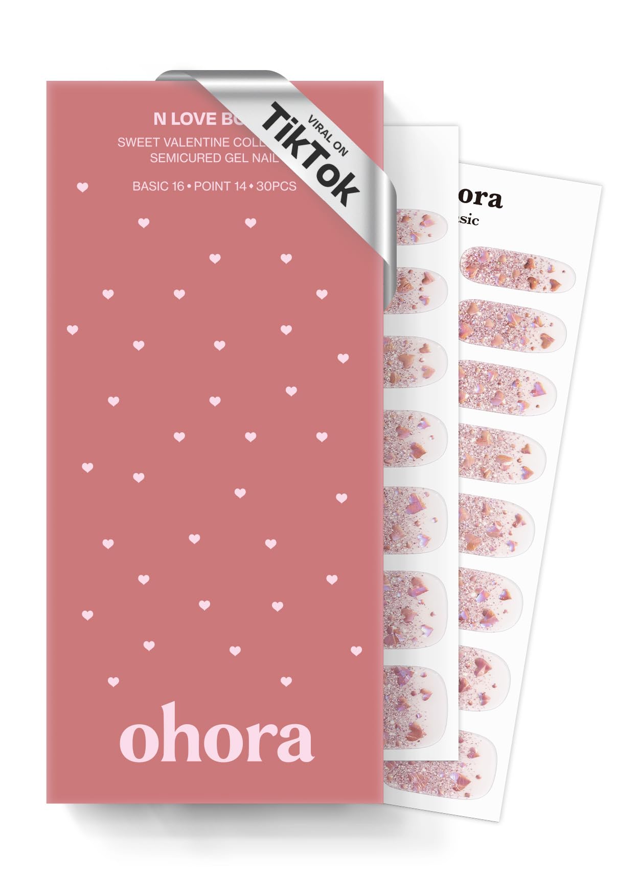ohora N Love Bomb pack showing 30 wraps for quick at-home manicure