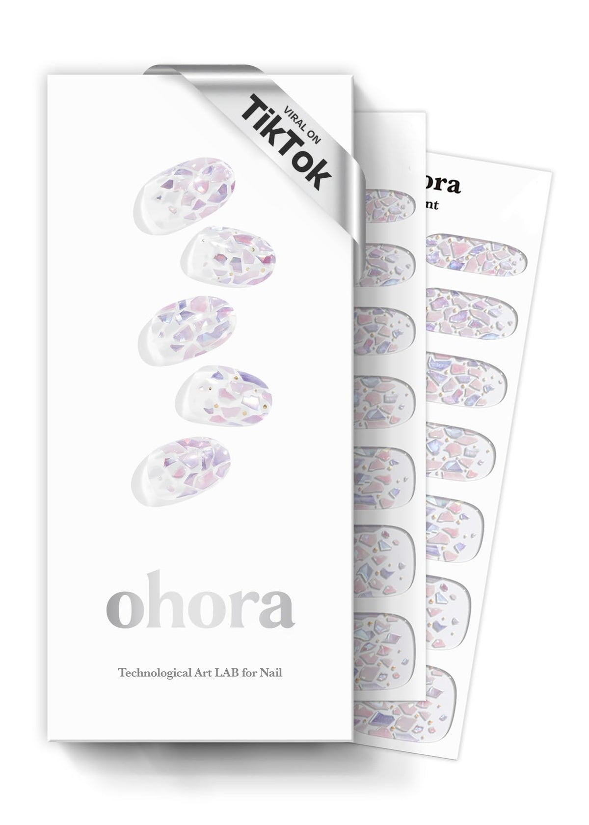 ohora-n-petal-rain-closeup shows precise pattern for salon-like manicure.