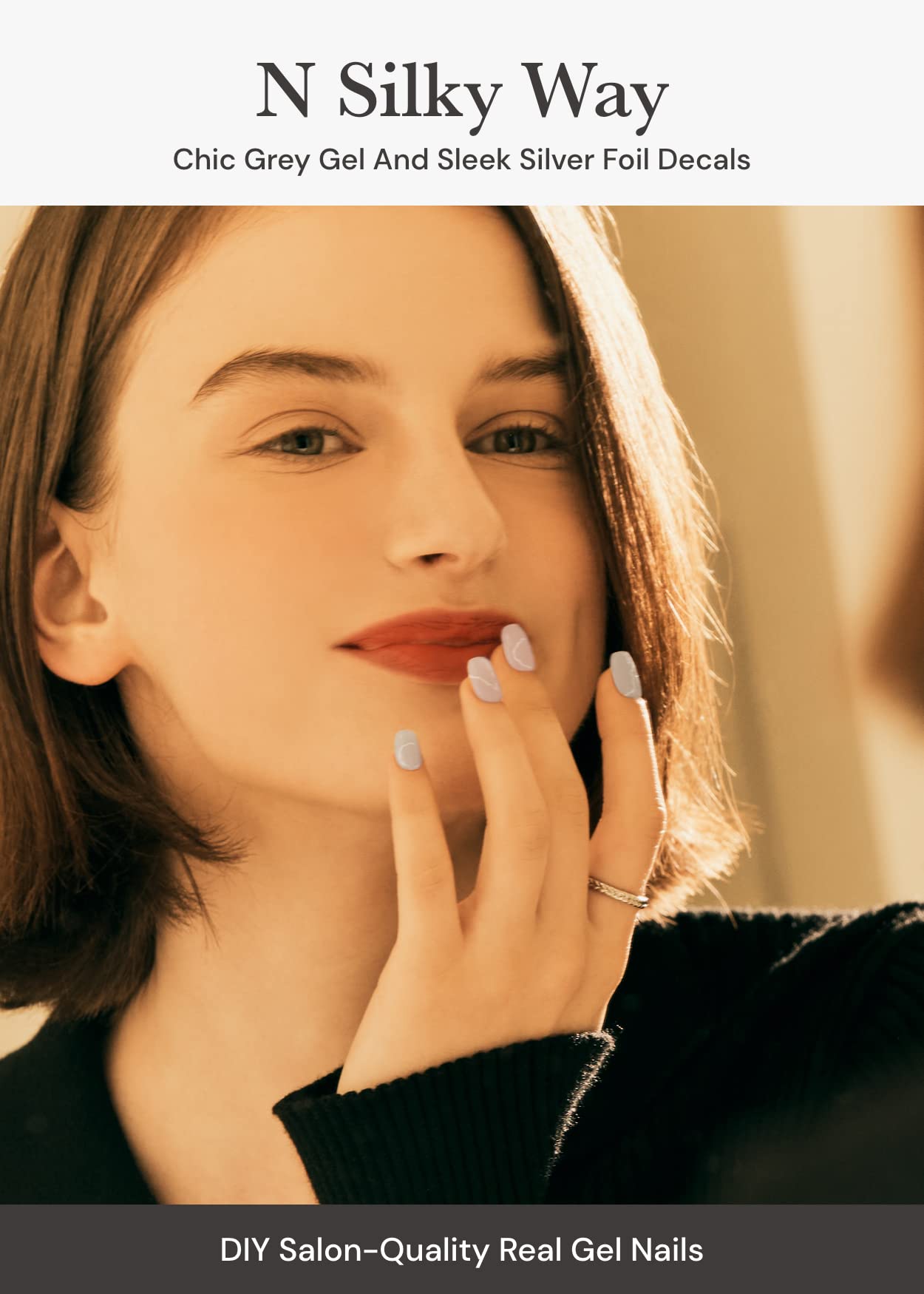 ohora n-silky-way application-shot shows easy wrap-on nails for quick results